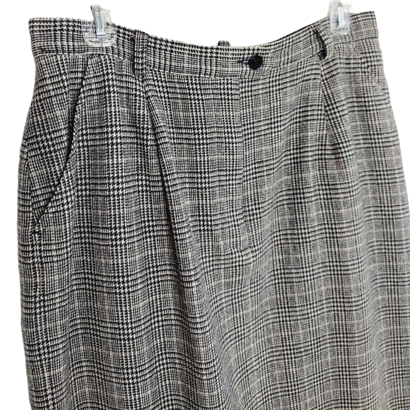 Pendleton 100% Wool Skirt Plaid Gray Black Vintage 12 Lined Pockets Made in USA - Picture 3 of 13